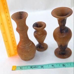 Three Hand crafted Hand-Turned Wood Vase Vessel